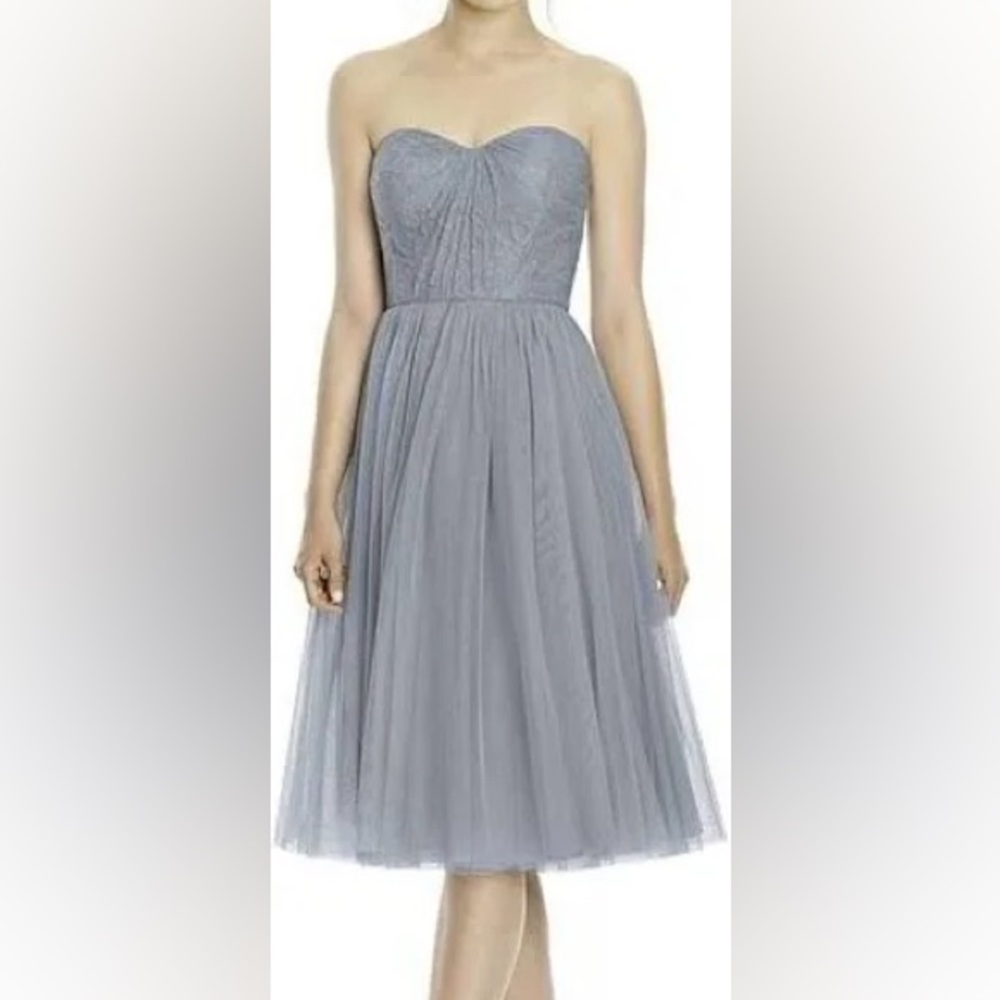 Jenny Yoo Strapless Seafoam Green Tulle Bridesmaid Dress, Size 6